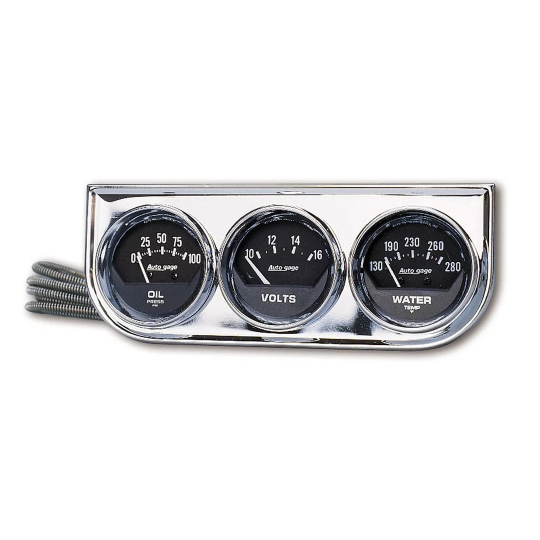 2349 – AUTO METER Gauge Oil Pressure/ Voltmeter/ Water Temperature, Includes 3 Analog Gauges: Mechanical Oil Pressure...